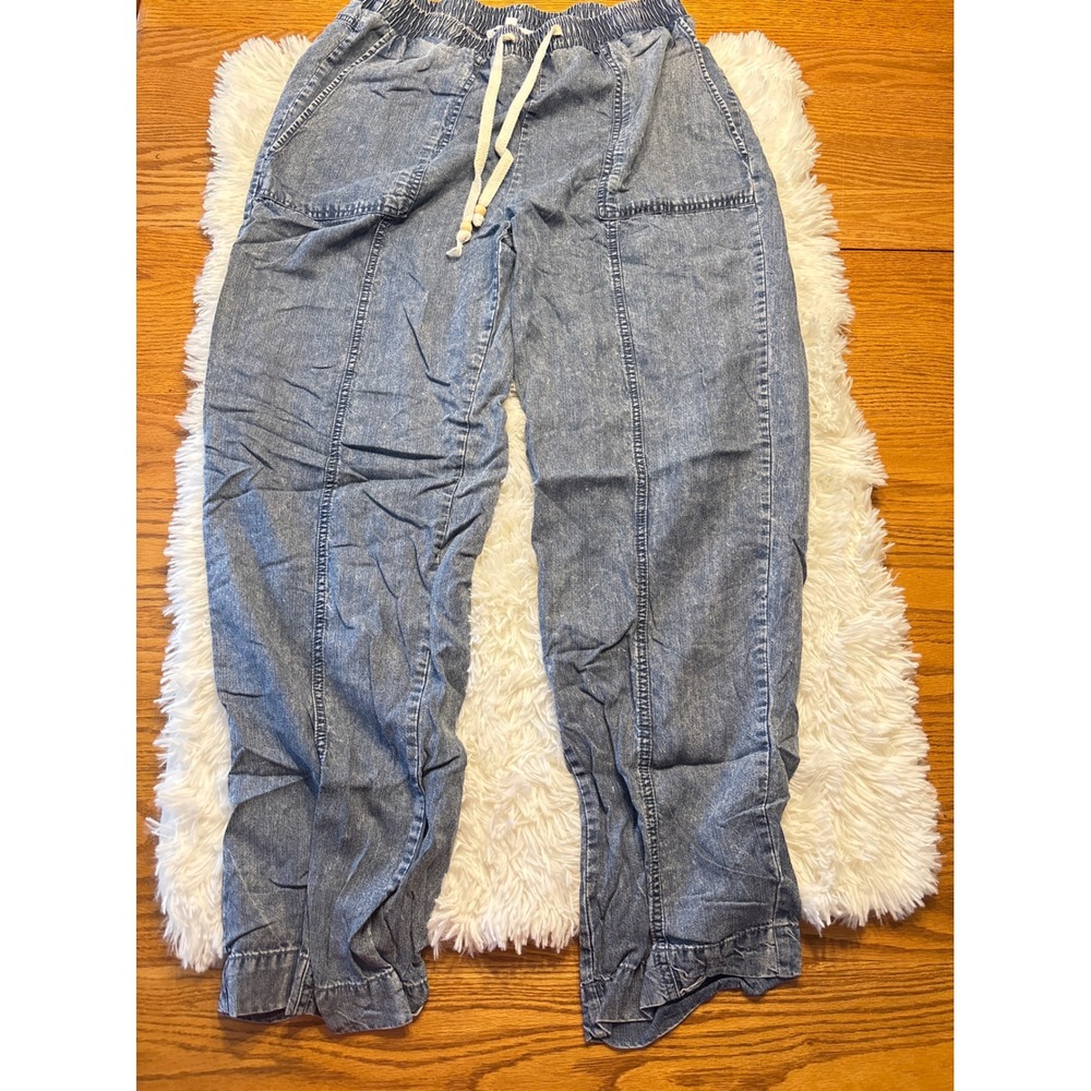 Jane + Delancey Blue Lyocell Acid Wash Joggers Drawstring Pants Large